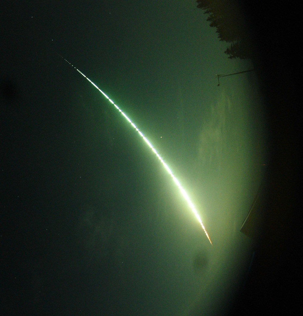 Crop of the all-sky photo of the fireball captured by the Vermilion camera system.