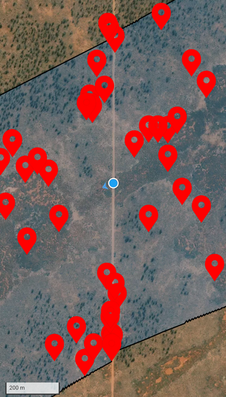 Lewis' web app guiding us to the GPS coordinates the drone survey picture was taken.