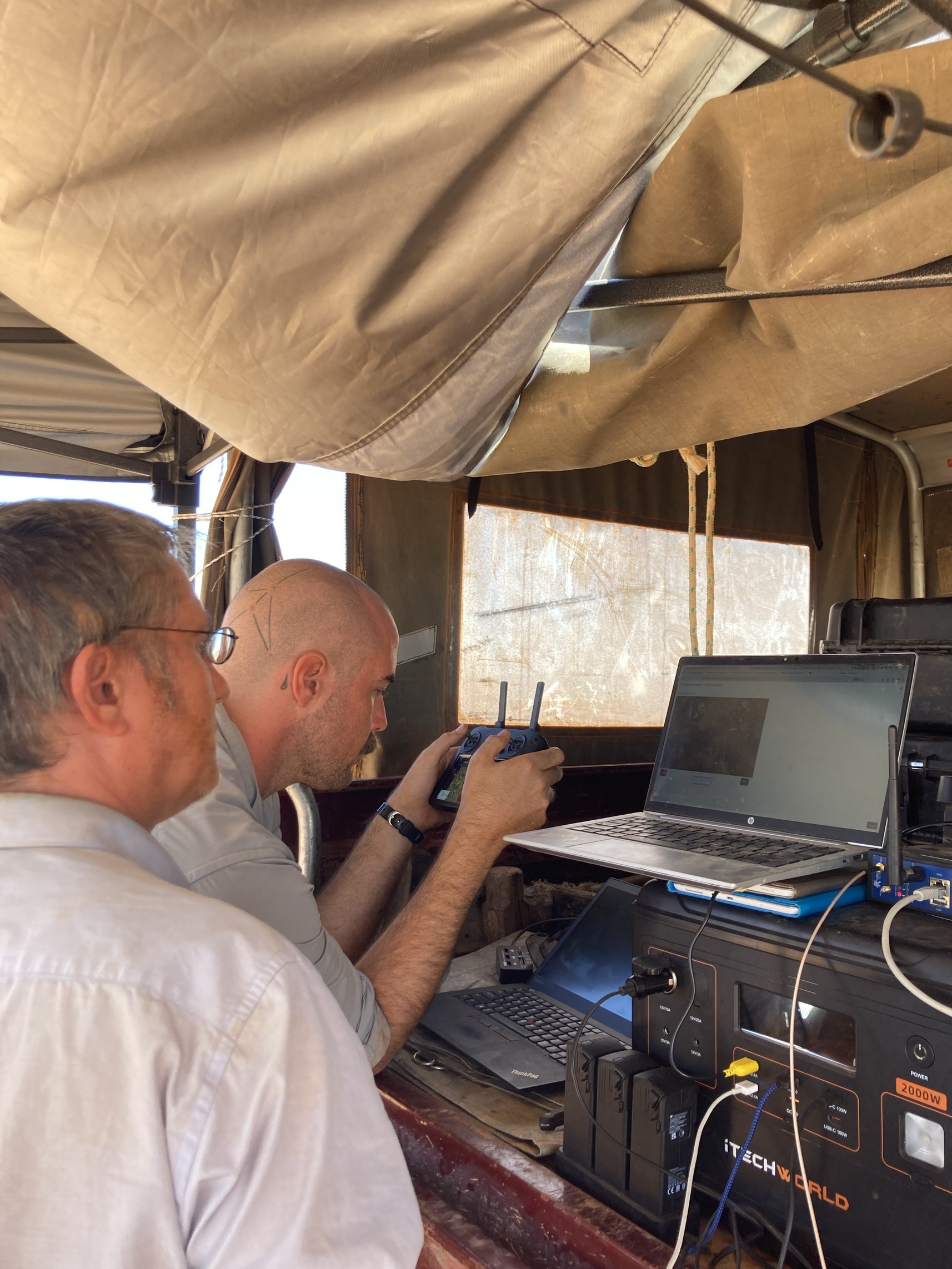 Seamus and Martin planing the drone flights for stage 3 following up.