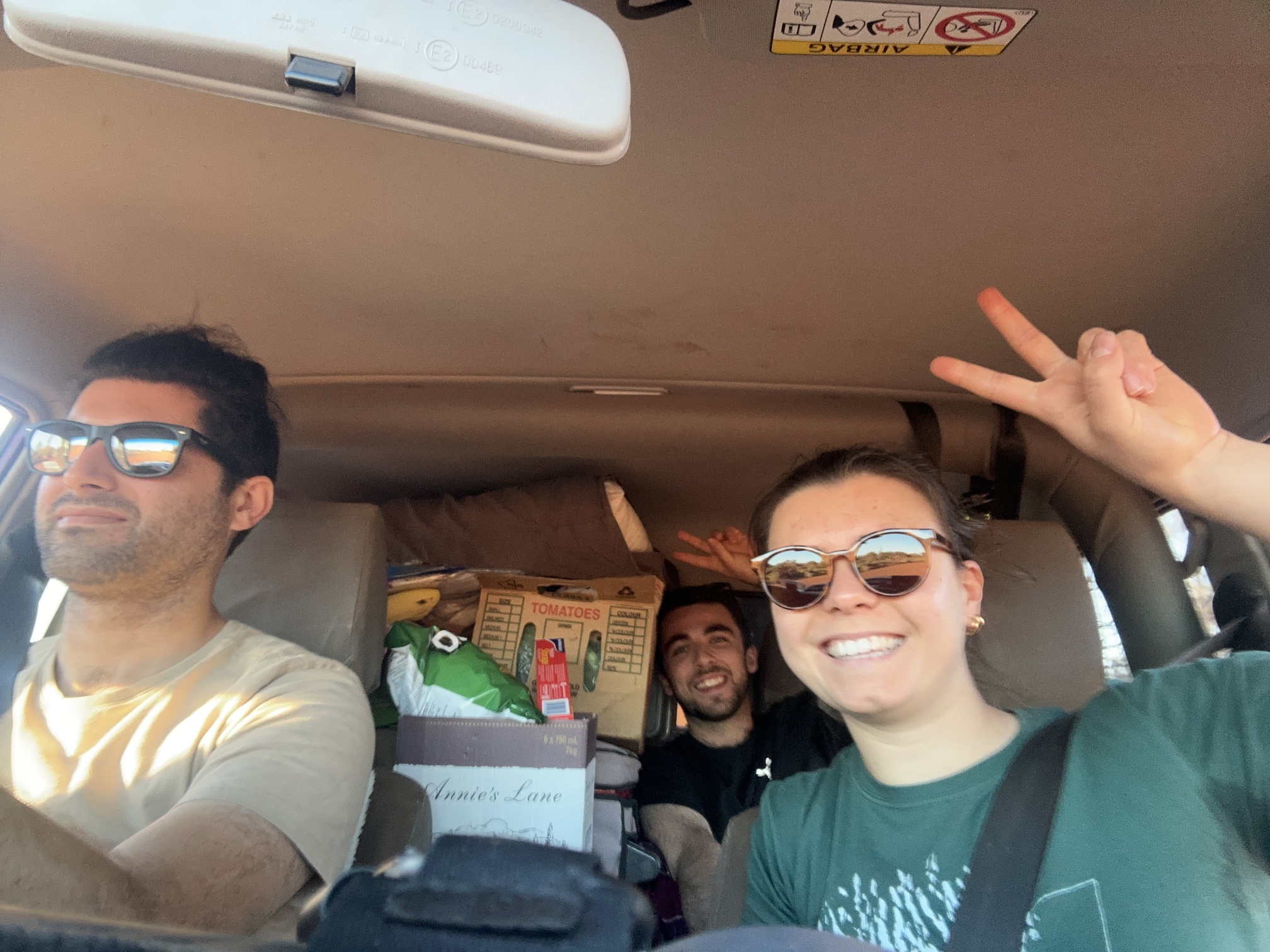 Dale, Iona, Michael and a pile of food setting off from Perth.