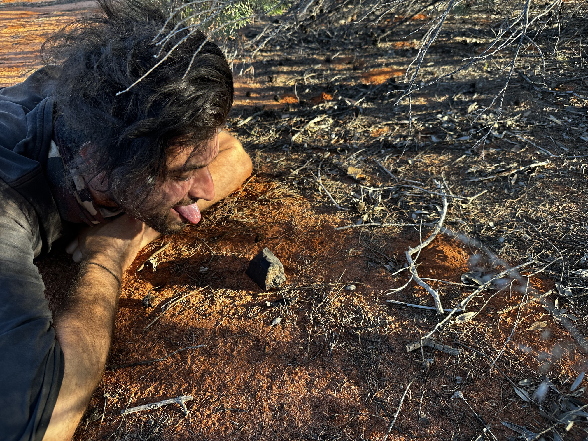 Dale performing the lick test to confirm.