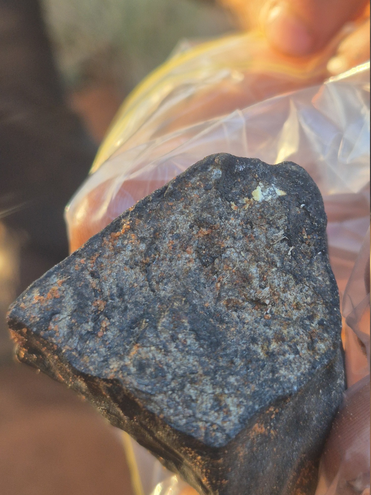 The meteorite being packaged up.